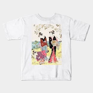 Japanese Women (1783) Vintage Woodblock Print by Torii Kiyonaga Kids T-Shirt